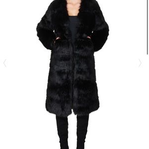 Nookie Black Faux Fur Coat